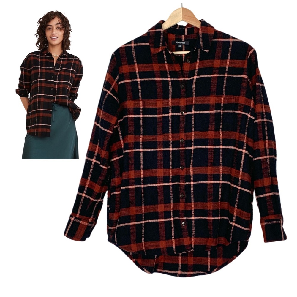 Madewell Slub Flannel Sunday Shirt in Evins Plaid Size XS Long Sleeves - Picture 2 of 14